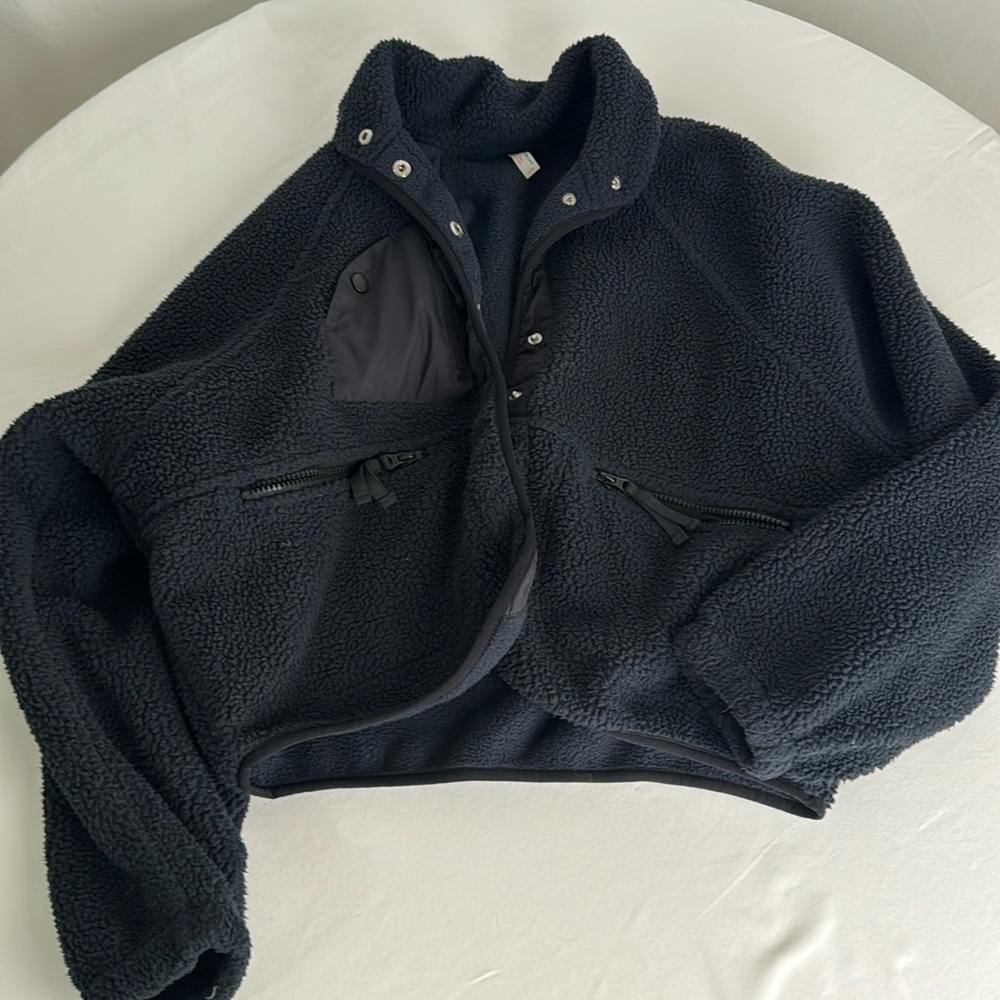 Free People movement, navy fleece jacket